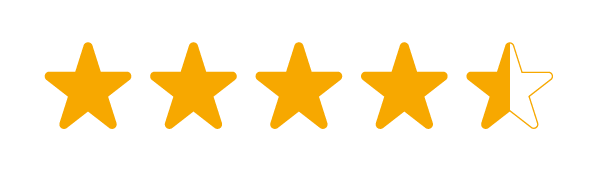 Five stars with four and a half coloured in gold