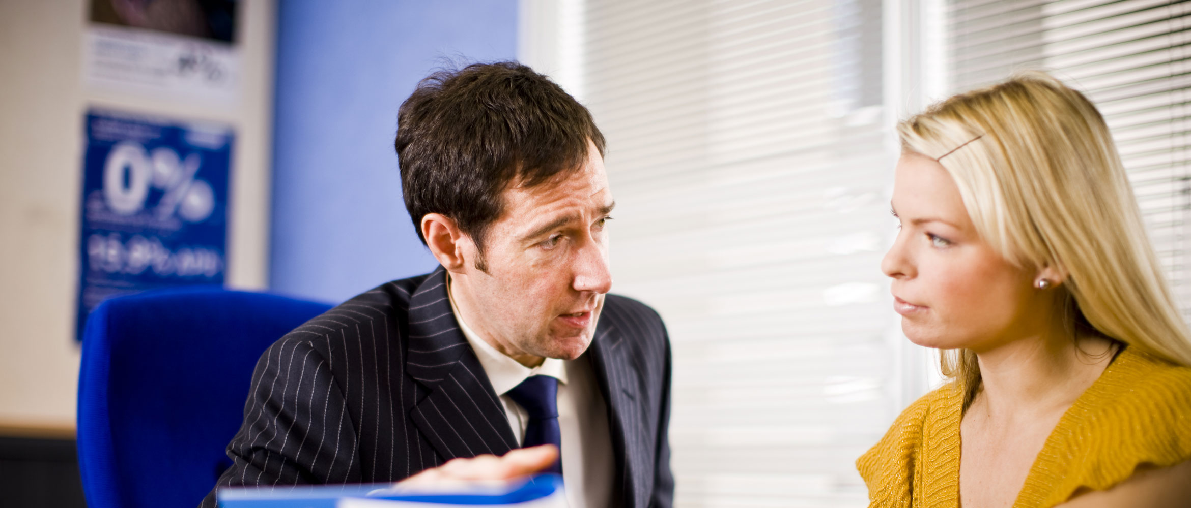 man and woman doing business talking