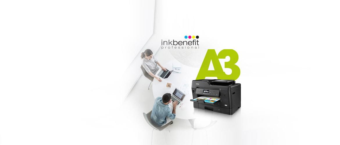Brother InkBenefit Professional image with people and A3 printer