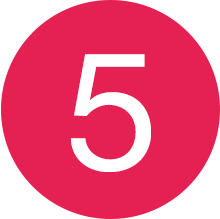 cyfra 5 na tle czerwonego koła