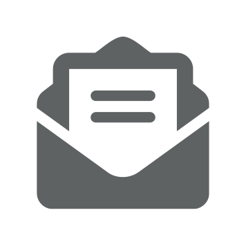 Blue icon of an envelope and a letter inside 
