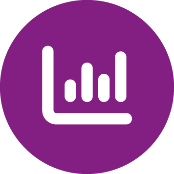 Pictogramă violet cu grafic de monitorizare