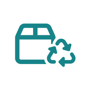Икона на зелена кутия с логото за рециклиране пред нея
