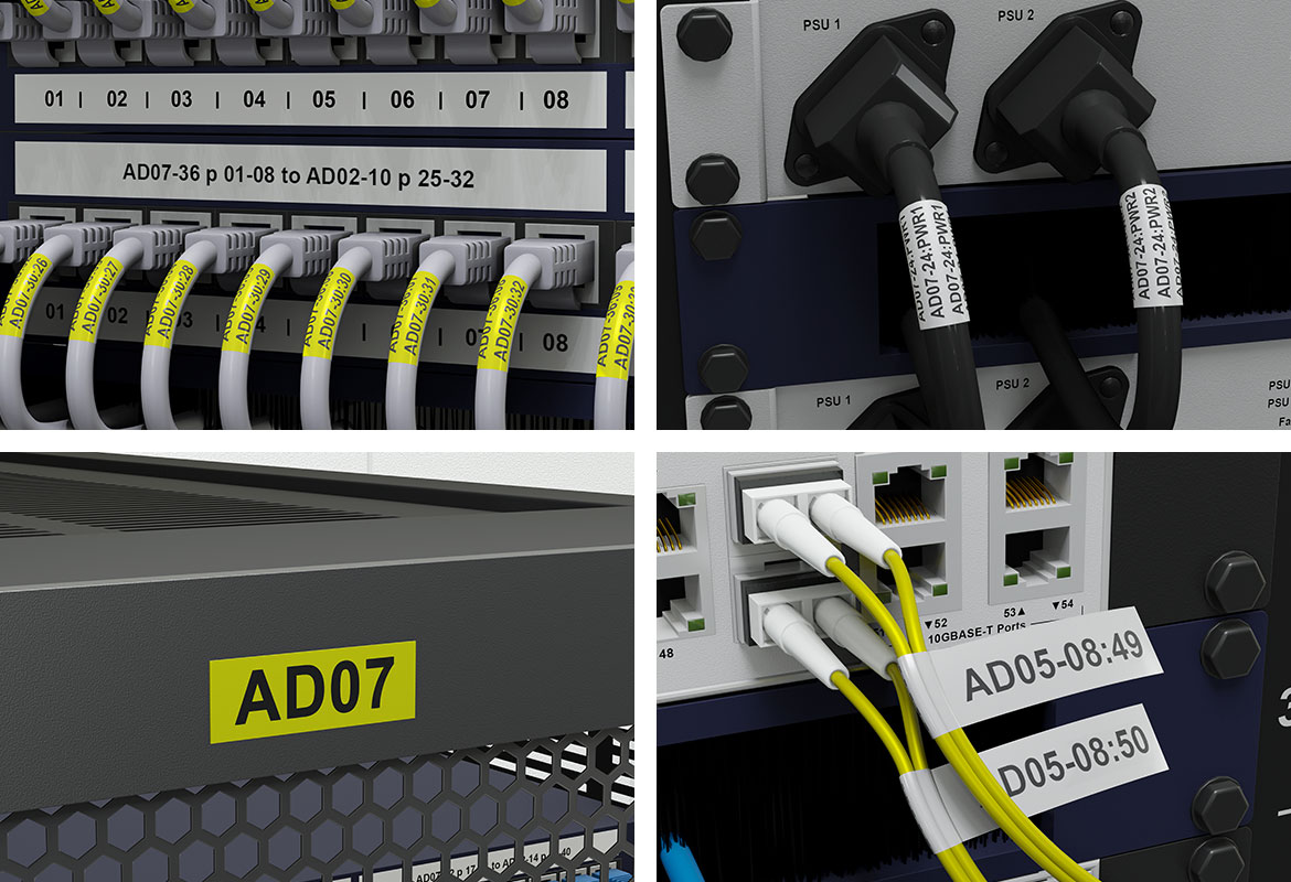 Brother Pro Tapes pentru etichetarea cabulrilor, rack-urilor, a patch panel-urilor și echipamentlor de rețea