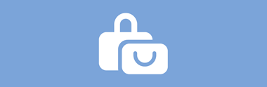 Икона за куфари за търговия на дребно на син фон