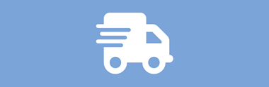 Икона на камион за транспорт и логистика на син фон