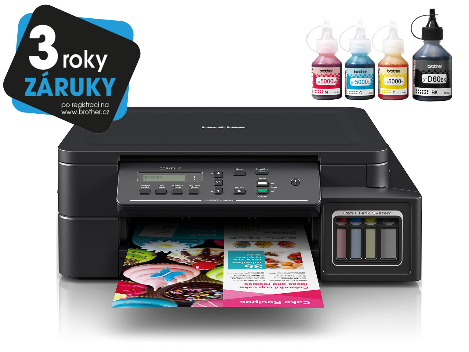 Brother InkBenefit Plus Inkjet Printer DCP-T310 with 3 Years Warranty Logotype and Ink Bottles