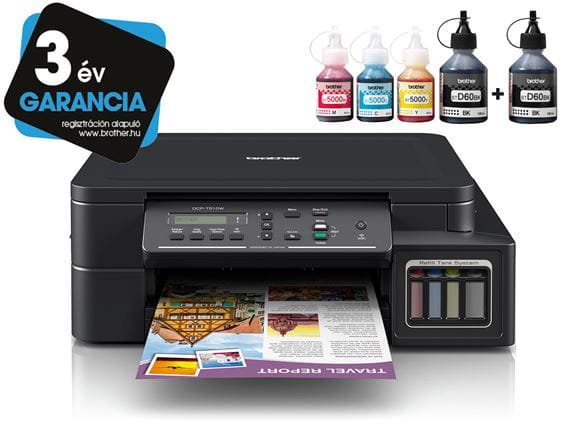 Brother InkBenefit Plus Inkjet Printer DCP-T510W with 3 Years Warranty Logotype and Ink Bottles
