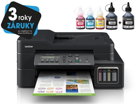 Brother InkBenefit Plus inkjet printer DCP-T710W with 3YW logotype and ink bottles