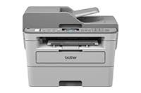 Brother MFC-B7715DW 4-in-1 mono laser printer facing forward with output