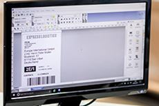P-touch Editor label design software on a computer monitor