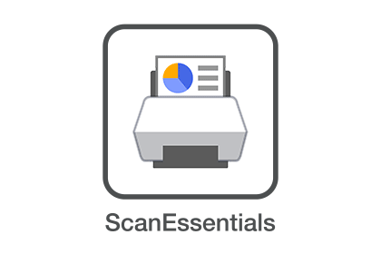 Pictogramă de scaner gri cu hârtie color, ScanEssentials