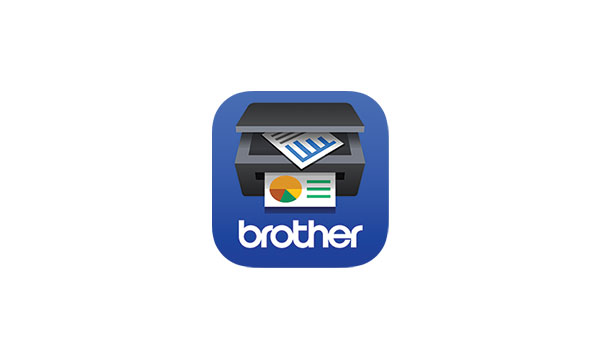 Grey printer scanning a document on a blue background with Brother text underneath