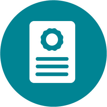 Certificate icon on teal circle