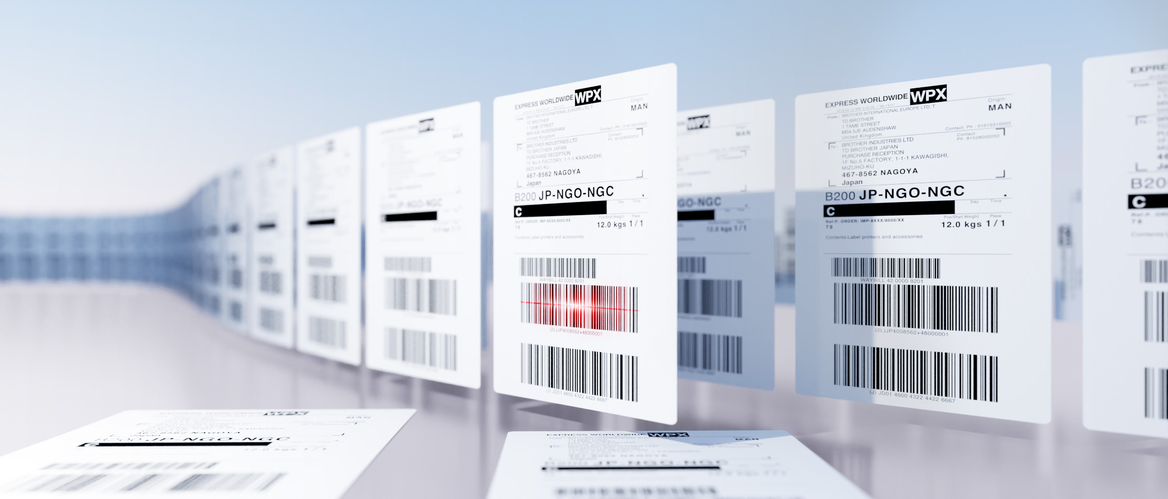 Brother Versand-Etiketten mit Barcodes, Nebeneinander Stehend
