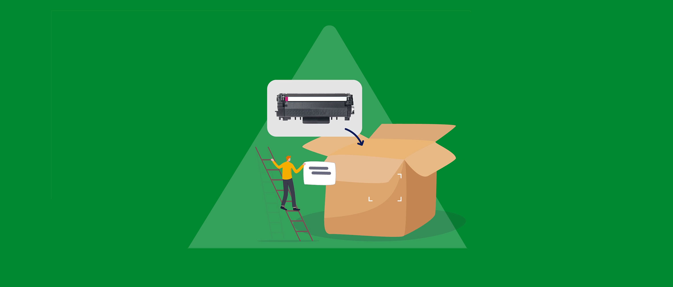 Einer Leere Tonerkartusche, sterben in einer Recyclingbox Gelegt, auf das Grünem Hintergrund