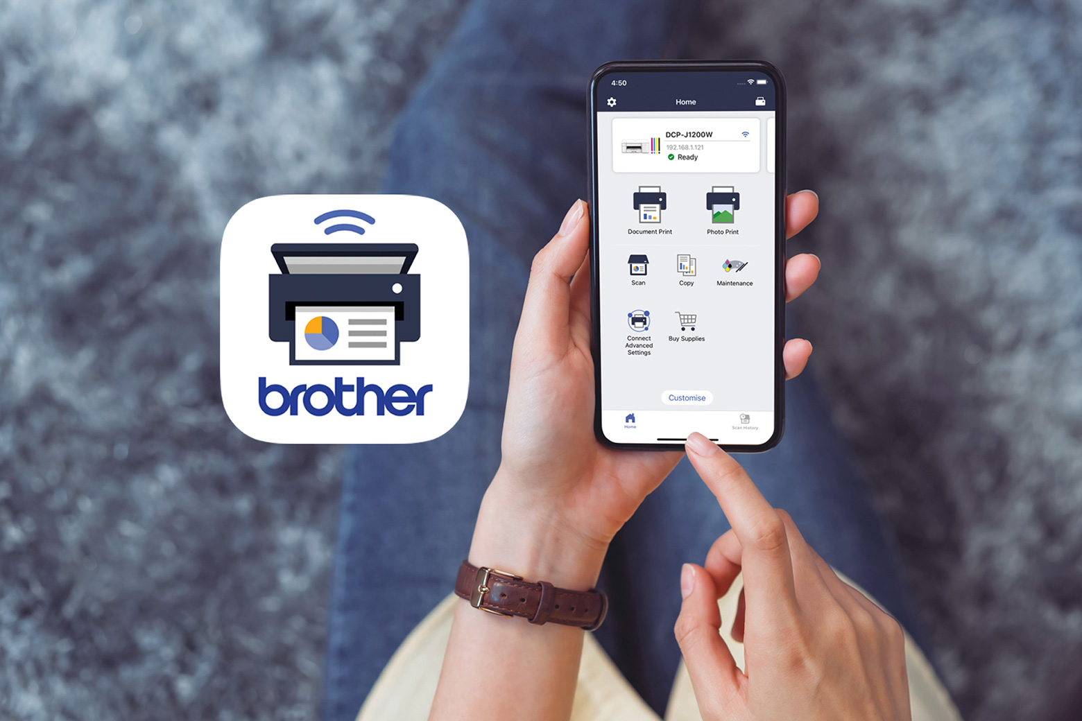 Bild des Brother Mobile Connect-Bildschirms und -Logos