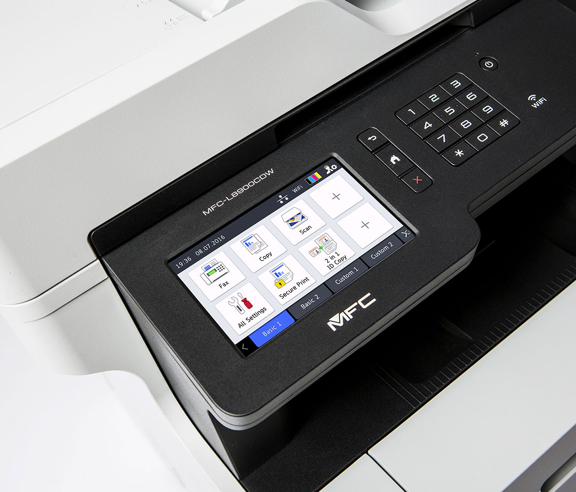 Display von einem Laserdrucker in Nahansicht