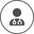 Grey stethoscope icon which represents healthcare 