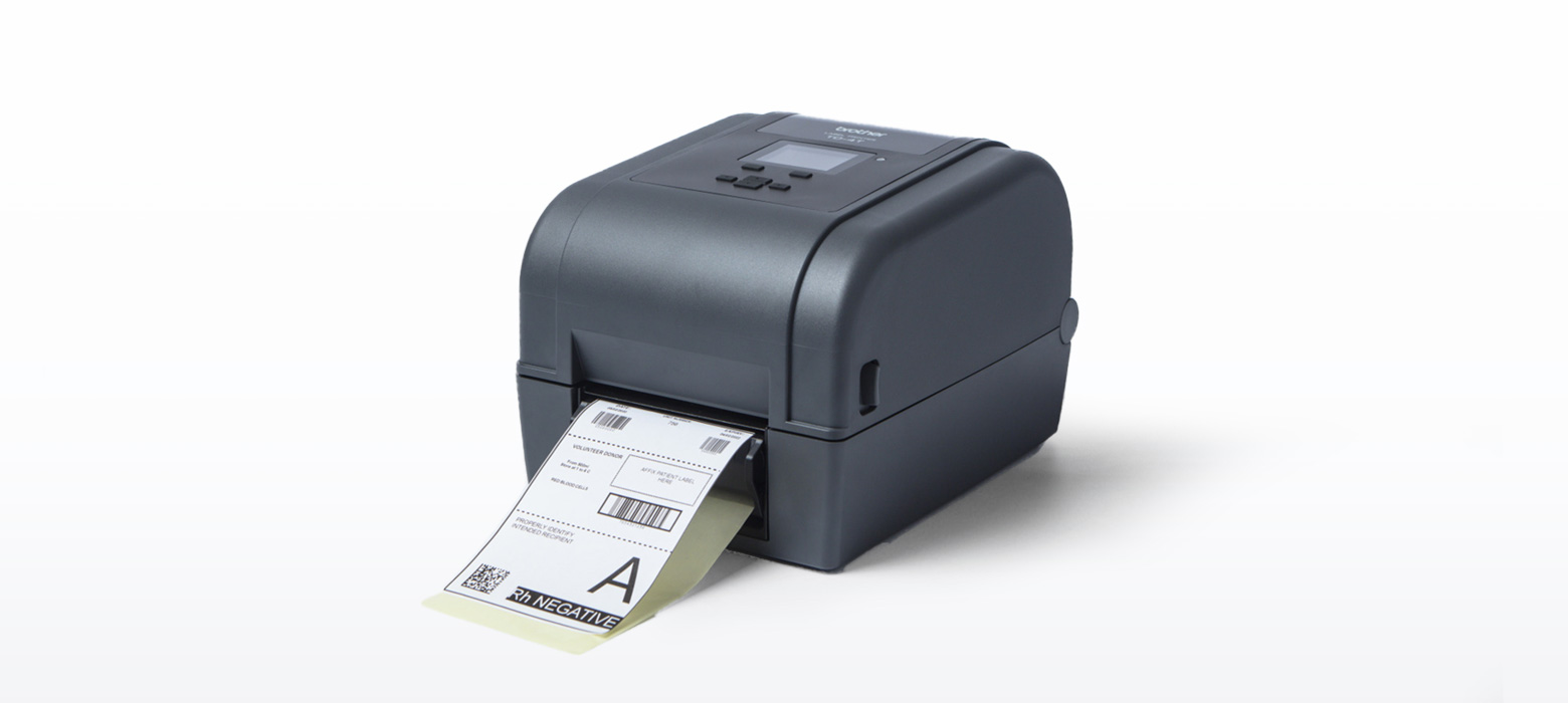 Brother RFID Drucker der TD-4T Serie, Ansicht von Vorn, mit Ausdruck