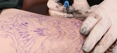 Tattoo Vorlage auf dem Rücken ausgedruckt mit Brother Stencil Drucker PJ-773