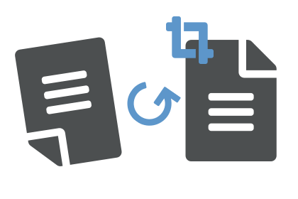 Grey file icons, blue rotate icon, blue crop icon