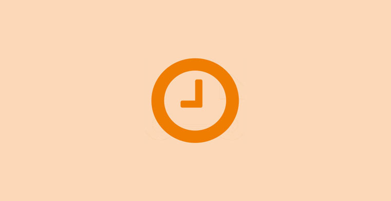 Orange Uhr Symbol auf hellorangem Hintergrund