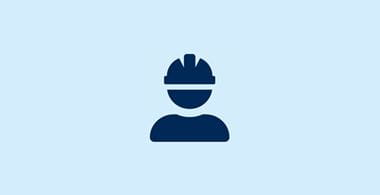Blaues Arbeitspersonen-Symbol auf hellblauem Hintergrund