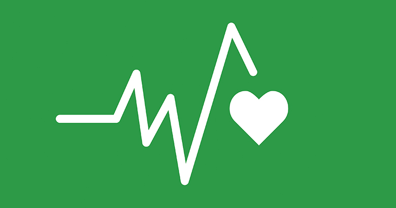 Heartbeat pattern icon on a green background
