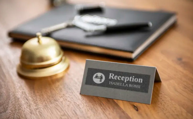 Etiqueta para recepción de hotel