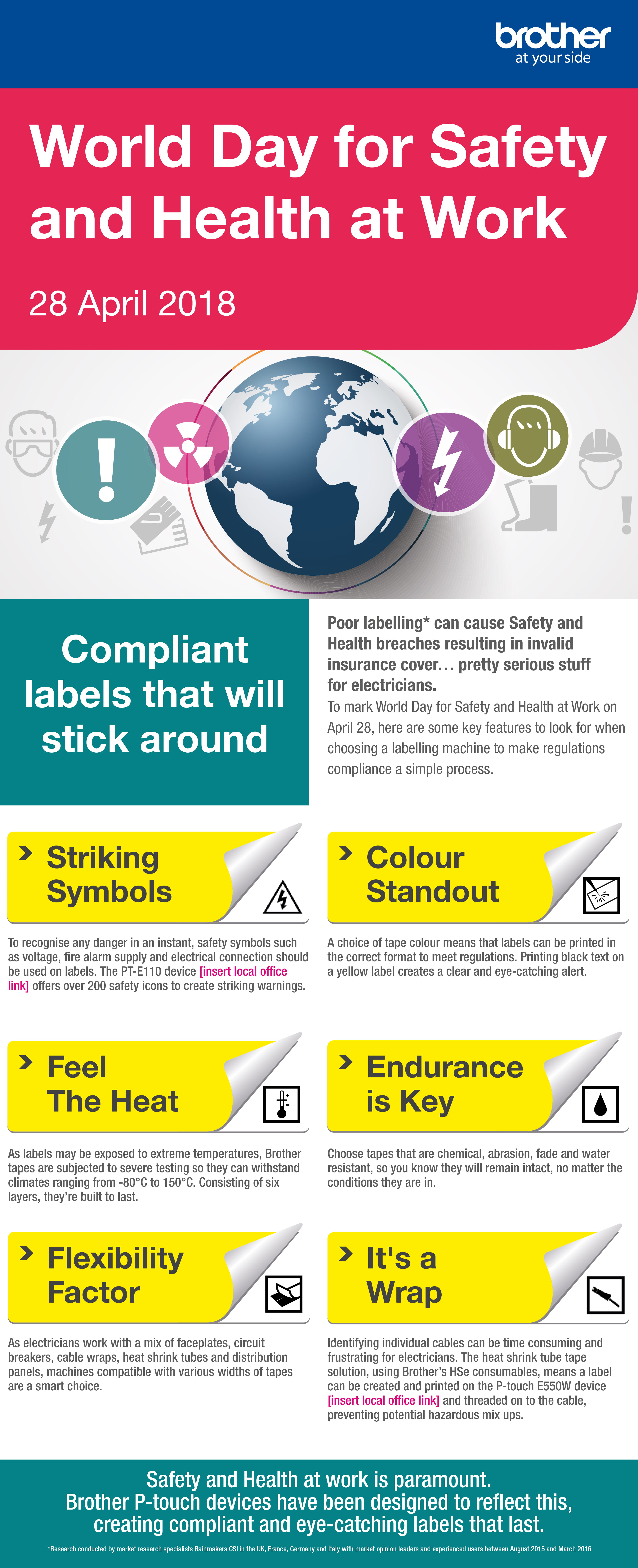 World Day for Safety and Health at Work Infographic for Brother label machines