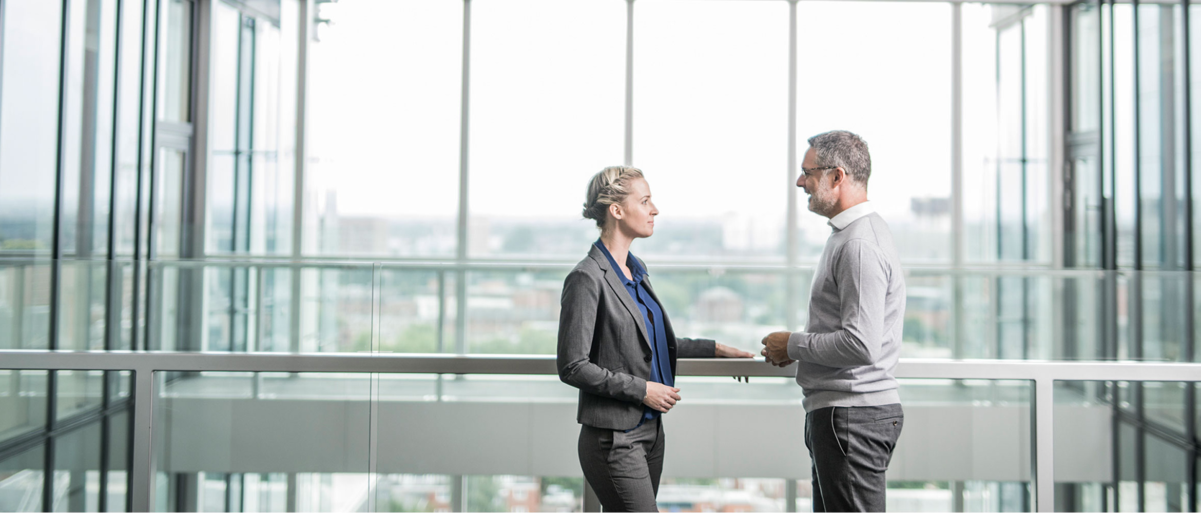 Business man and woman meeting in an office