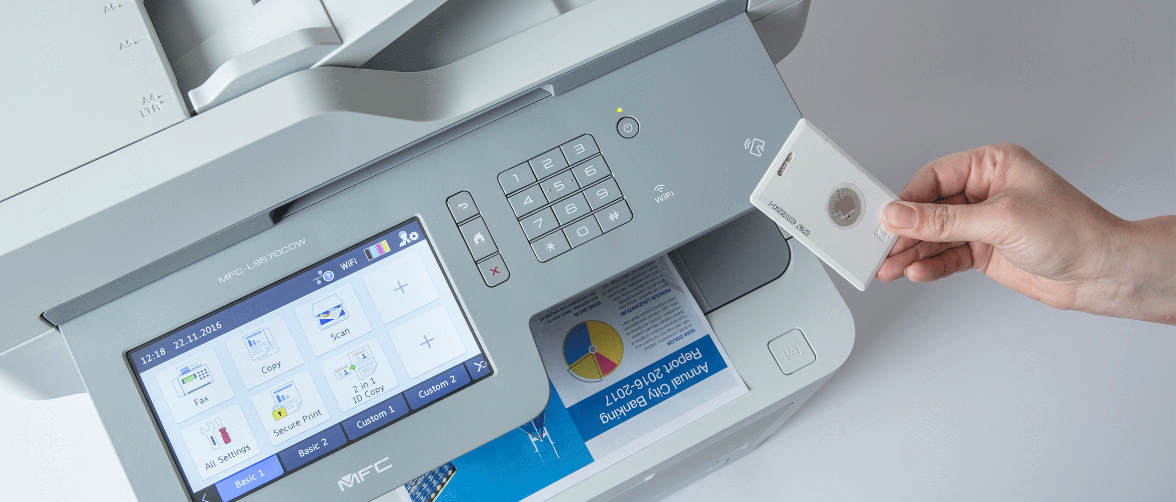 MFC-L95700CDW cu imprimare securizată folosind card ID