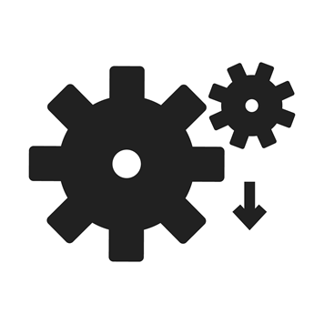 Cogs with a download arrow