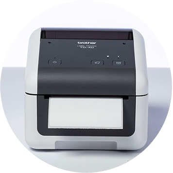 Brother TD-4D desktop label printer with blank label