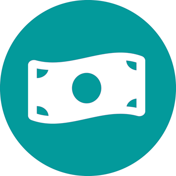 cash icon in teal circle