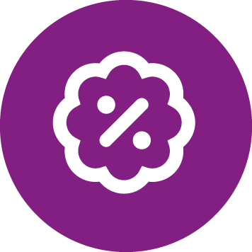 Purple icon with percentage symbol