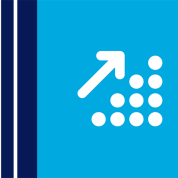 Blue background with an arrow pointing upwards