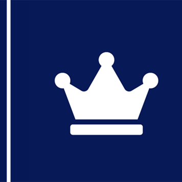 Dark blue background with crown icon