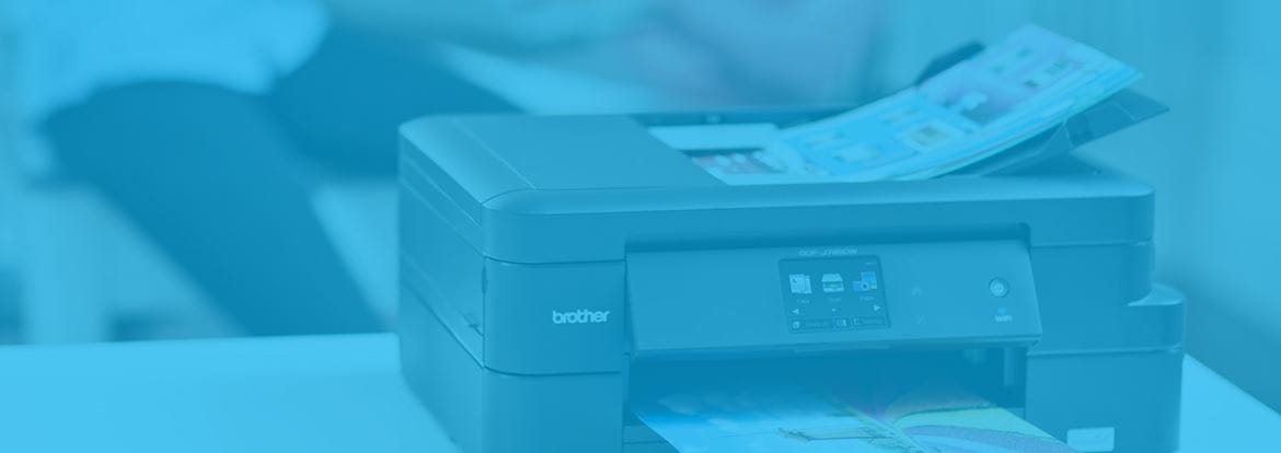 Brother Inkbenefit printer with blue overtone banner