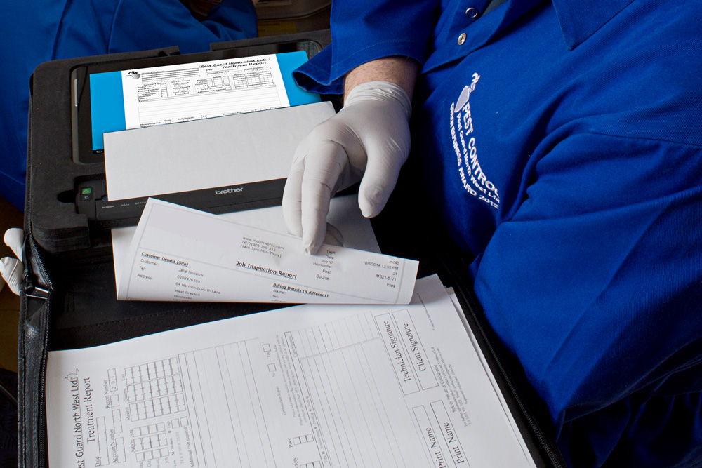Man with A4 document with carry case
