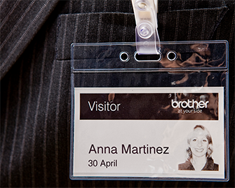 Visitor badge printed on Brother DK label on QL label printer