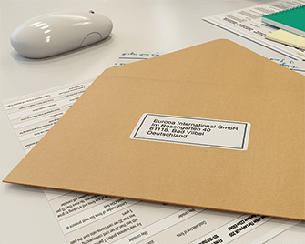 Address label on envelope printed on Brother label printer