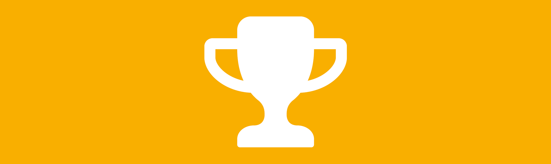 white trophy icon against an amber background