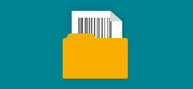 Folder with barcode inserted