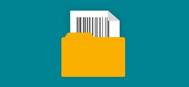Folder with barcode inserted