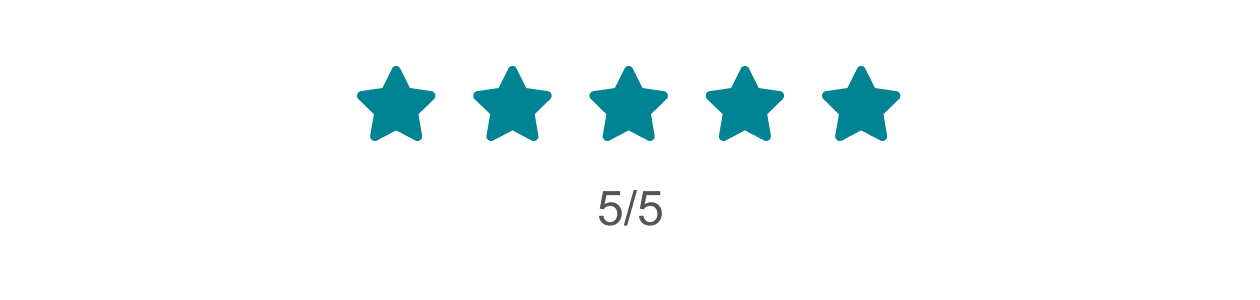 Blue icon of 5 stars representing customer reviews 