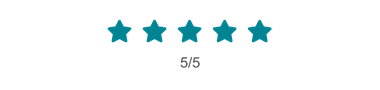 Blue icon of 5 stars representing customer reviews 
