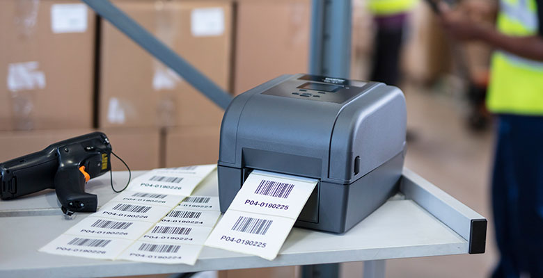 TD-labelprinter på hylde
