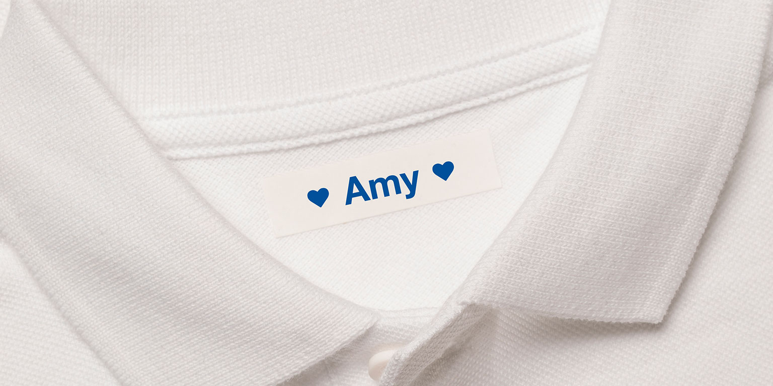 Name label in school top